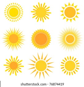 Suns collection. Vector illustration