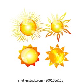 Suns. Elements for design. Set of beautiful sun. Vector illustration