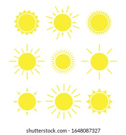 Suns - elements for design set of vector suns, suns collection