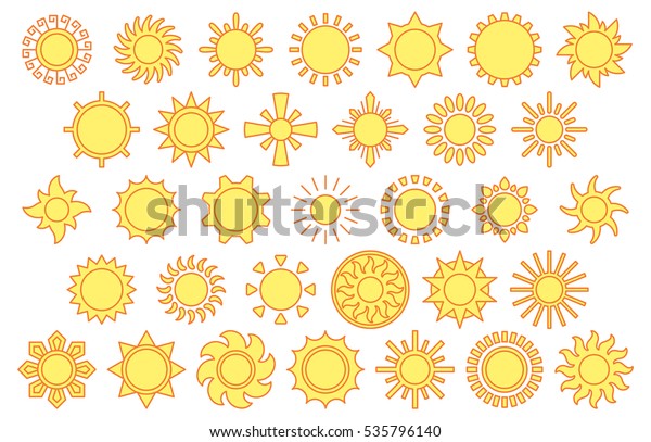 Suns Filled Line Icons Stock Vector (Royalty Free) 535796140