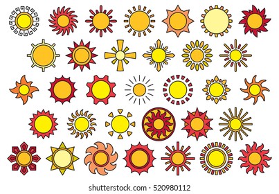 SUNS filled line icons (yellow & red colors version)