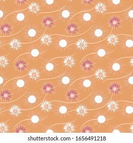 suns and flowers seamless vector pattern