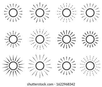 suns icon collection on white background, sun symbol. vector Illustration