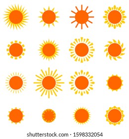 suns icon collection. vector illustration