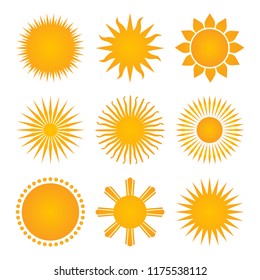 suns icon set collection, vector illustration isolated on white background