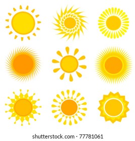 Suns icons collection. Vector illustration