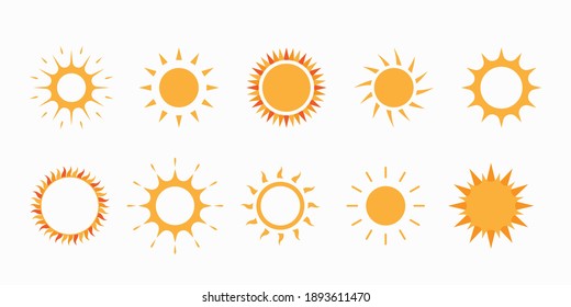 Suns icons collection. Vector set illustration