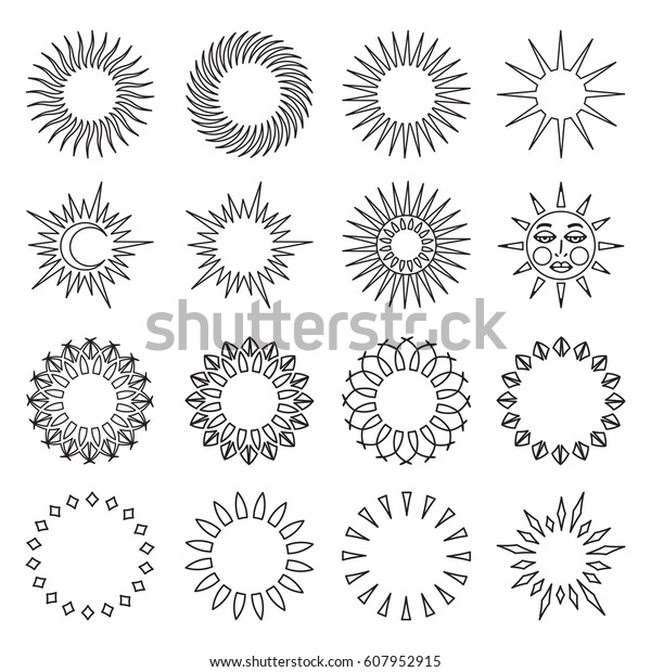 Suns Icons Made Line Style Vectorunique Stock Vector (Royalty Free ...