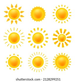 Suns icons vector symbol set. Isolated elements for  design