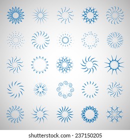 Sun's Rays Icons Set - Isolated On Gray Background - Vector Illustration, Graphic Design, Editable For Your Design