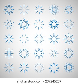 Sun's Rays Icons Set - Isolated On Gray Background - Vector Illustration, Graphic Design, Editable For Your Design