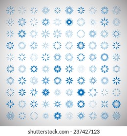 Sun's Rays Icons Set - Isolated On Gray Background - Vector Illustration, Graphic Design, Editable For Your Design  