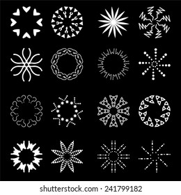 Sun's Rays Icons Set - Isolated On black Background - Vector Illustration, Graphic Design, Editable For Your Design
