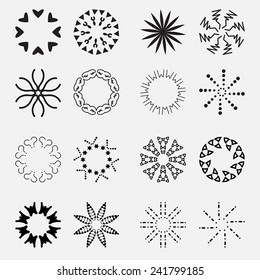Sun's Rays Icons Set - Isolated On Gray Background - Vector Illustration, Graphic Design, Editable For Your Design