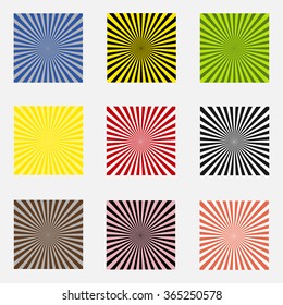 The sun's rays, rays or radiating lines image coloring set - vector