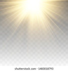 The sun's rays shine with a special light. Vector