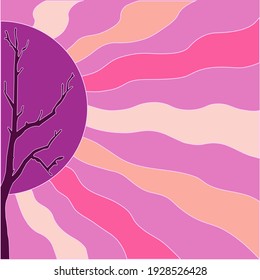 The sun's rays and the tree vector graphic illustration