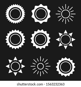 Suns set icons. Graphic template. Vector illustration