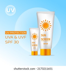 Sunscreen Ad Poster Template Banner Tubes Stock Vector (Royalty Free ...