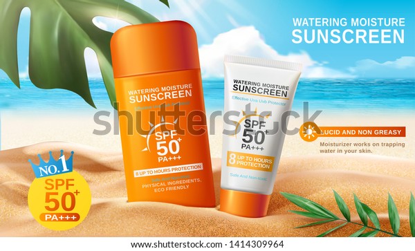 Sunscreen Ads On Beautiful Beach Tropical Stock Vector (Royalty Free ...