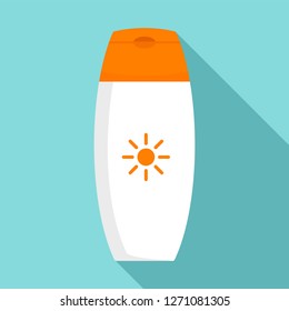 Sunscreen bottle cream icon. Flat illustration of sunscreen bottle cream vector icon for web design