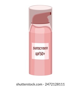 Sonnenschutzflaschenspender spf50+ Sonnenschutz in flacher Technik. Vektorillustration 