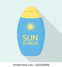 Sunscreen bottle icon. Flat illustration of sunscreen bottle vector icon for web design