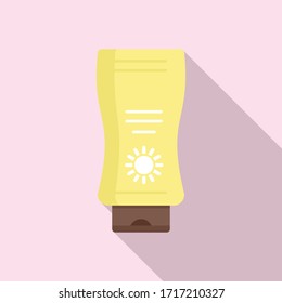 Sunscreen bottle icon. Flat illustration of sunscreen bottle vector icon for web design