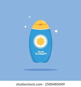 Icono de botella de protector solar. Ilustración plana del icono de la crema del cuerpo. conveniente para el uso del cartel y del Diseño web