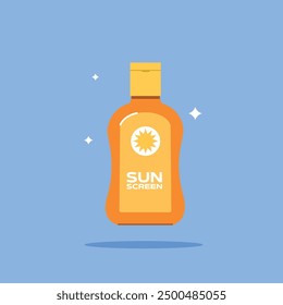 Icono de botella de protector solar. Ilustración plana del icono de la crema del cuerpo. conveniente para el uso del cartel y del Diseño web