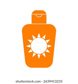 Sunscreen bottle icon on white background.
