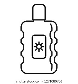 Sunscreen bottle icon. Outline sunscreen bottle vector icon for web design isolated on white background