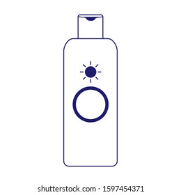 sunscreen bottle icon over white background, flat design, vector illustration