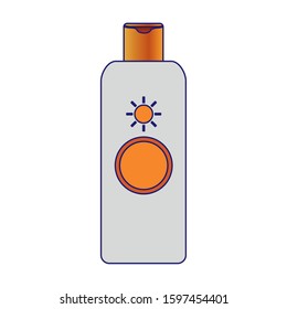sunscreen bottle icon over white background, vector illustration