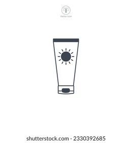 Icono de la pantalla solar Icono de la botella Ilustración vectorial aislada en fondo blanco