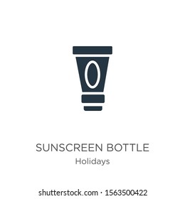 Sunscreen bottle icon vector. Trendy flat sunscreen bottle icon from holidays collection isolated on white background. Vector illustration can be used for web and mobile graphic design, logo, eps10