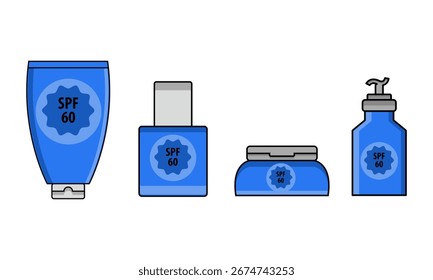 Botella de protector solar y Ilustración vectorial de tubo