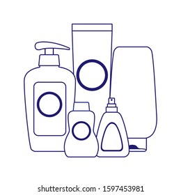 sunscreen and bronzers bottles over white background, flat design, vector illustration