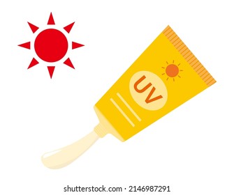 Sunscreen cream.　Skin Care . Vector illustration.