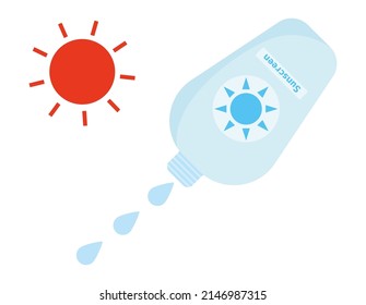 Sunscreen cream.　Skin Care . Vector illustration.