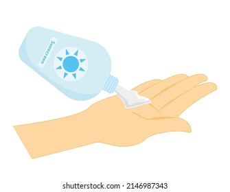 Sunscreen cream.　Skin Care . Vector illustration.
