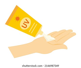 Sunscreen cream.　Skin Care . Vector illustration.