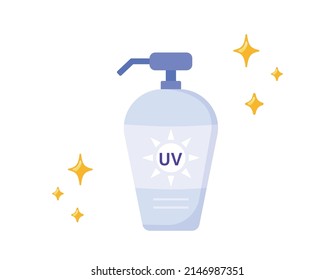 Crema de protección solar. Cuidado de la piel. Ilustración vectorial.