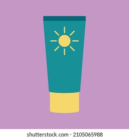Sunscreen Cartoon Flat Vector Illustration