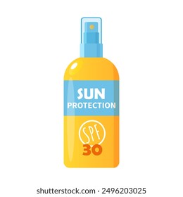 Sunscreen cosmetic bottle isolated on white background.	