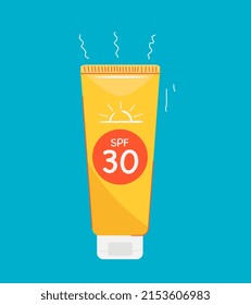 Sunscreen cosmetics for body with SPF. Ultraviolet protection lotion care for skin.