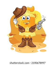 vaquero de protección solar con vector de carácter de arma