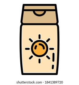 Sunscreen cream bottle icon. Outline sunscreen cream bottle vector icon for web design isolated on white background