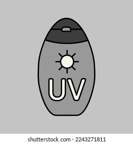 Icono de vector de escala de grises de pantalla solar. Señal de verano. Símbolo gráfico del sitio web de viajes y turismo y diseño de aplicaciones, logotipo, aplicación, interfaz de usuario