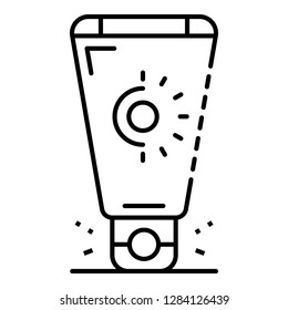 Sunscreen cream icon. Outline sunscreen cream vector icon for web design isolated on white background